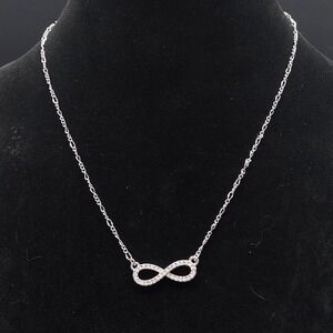 Lia Sophia Rhinestone Infinity Symbol Necklace Silver Tone Discontinued